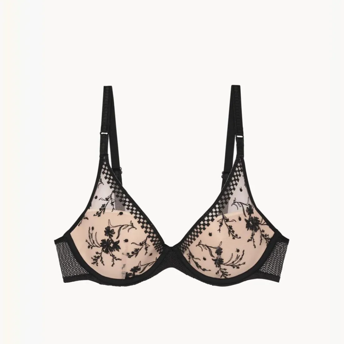 Soutien-gorge plongeant avec coques - Noir/ Beige doré