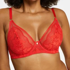 Soutien-gorge plongeant avec armatures - Rouge