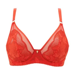 Soutien-gorge plongeant avec armatures - Rouge