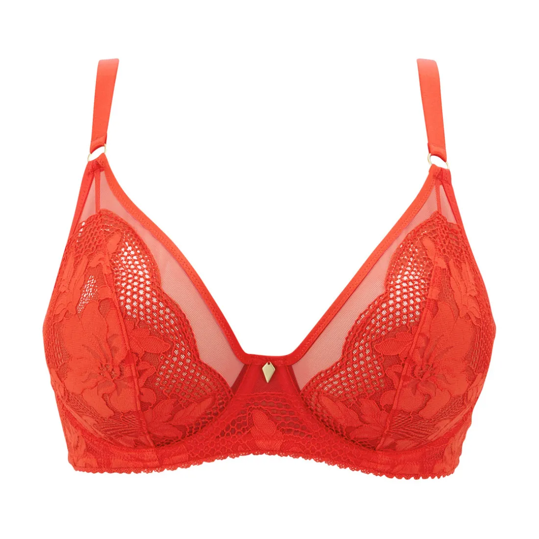 Soutien-gorge plongeant avec armatures - Rouge