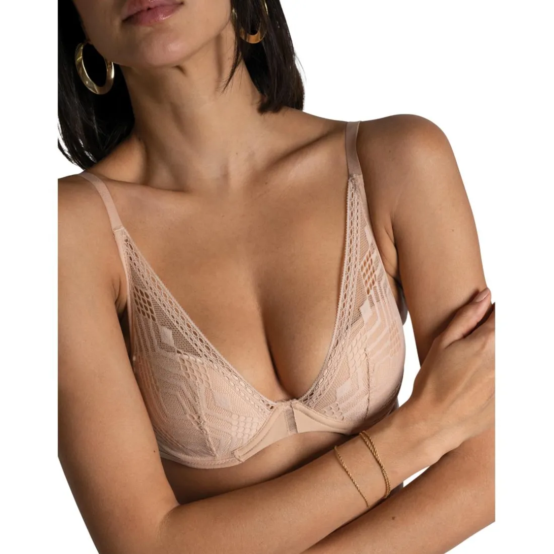 Soutien-gorge plongeant beige