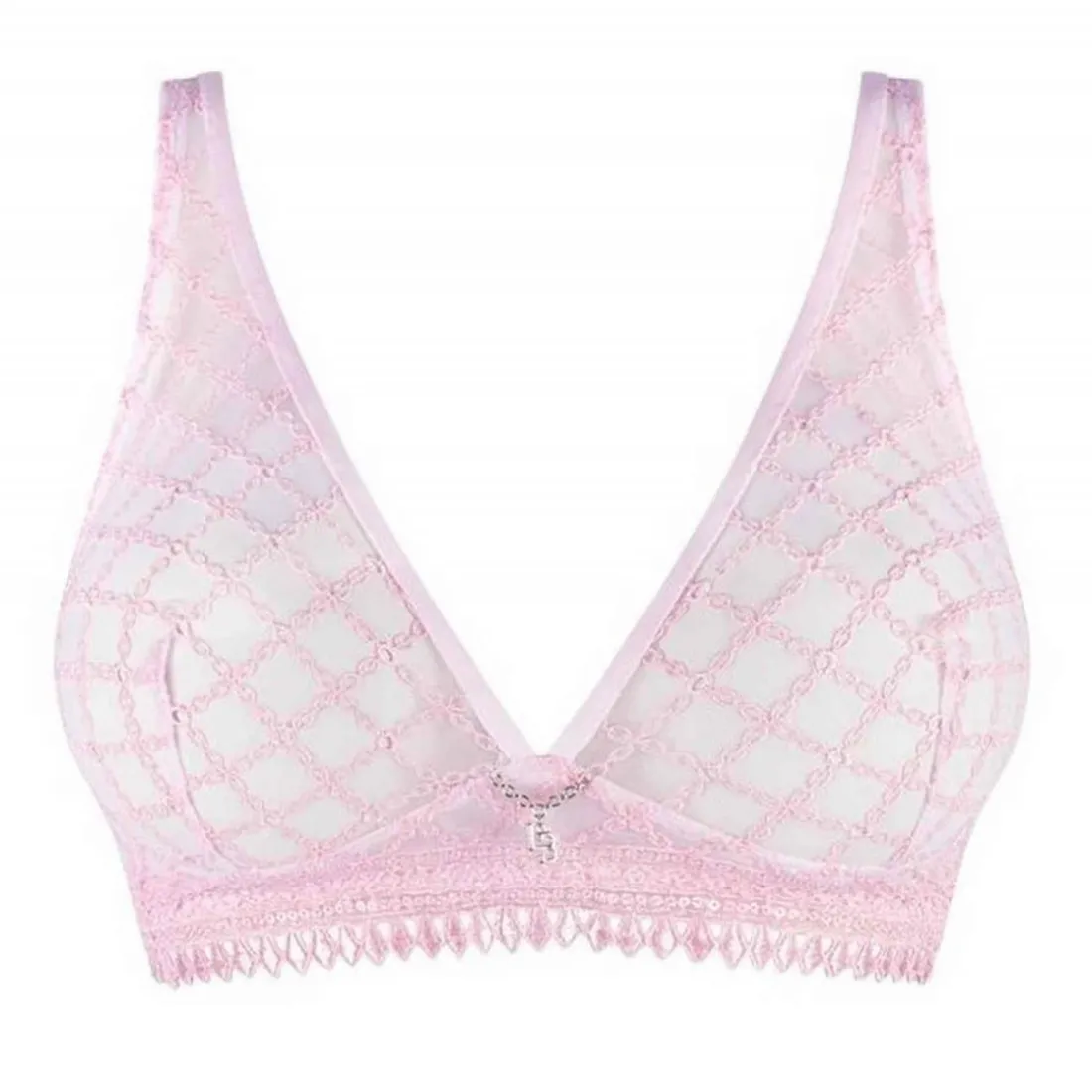 Soutien-gorge Plongeant Sans Armatures dentelle - Rose Louisa Bracq