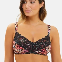 Soutien-gorge post-opératoire sans armatures en coton biologique noir