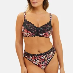 Soutien-gorge post-opératoire sans armatures en coton biologique noir