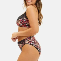 Soutien-gorge post-opératoire sans armatures en coton biologique noir