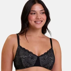 Soutien-gorge post-opératoire sans armatures en coton biologique noir