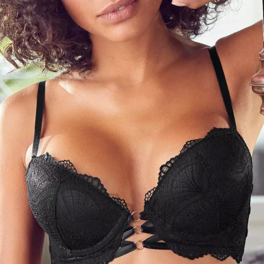 Soutien-gorge push-up - Noir en dentelle