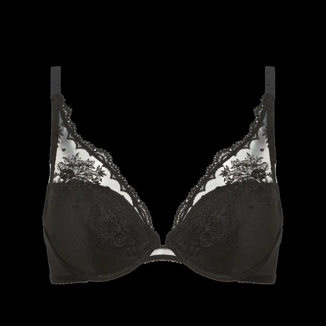 Soutien-gorge push-up décolleté plongeant Noir