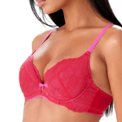 Soutien-gorge push-up en dentelle rose