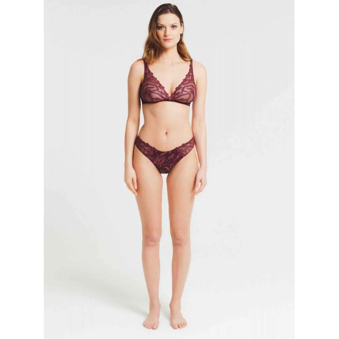Soutien-gorge Sans Armatures motif graphique - Rouge Louisa Bracq
