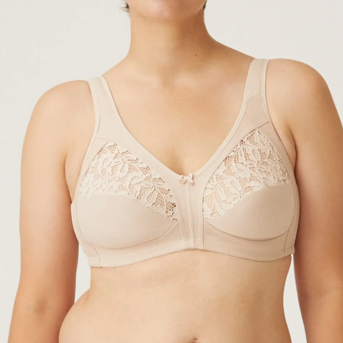 Soutien-Gorge Sans armatures - cotton/lace beige en coton