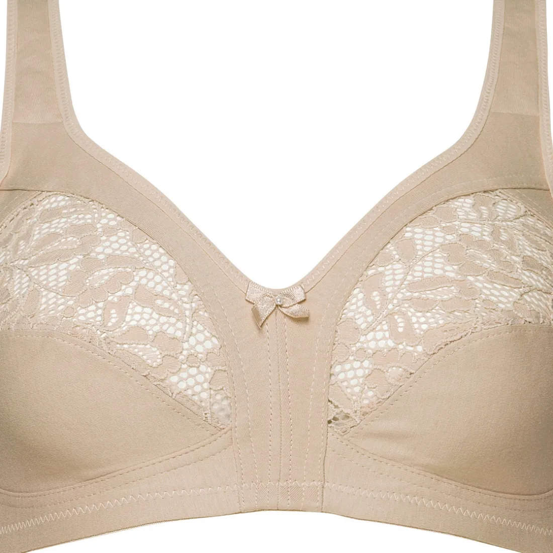 Soutien-Gorge Sans armatures - cotton/lace beige en coton