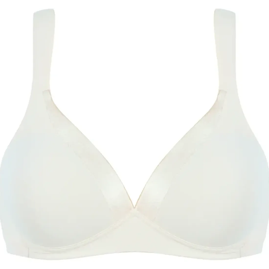 Soutien-gorge sans armatures avec coque et ruban brillant écru
