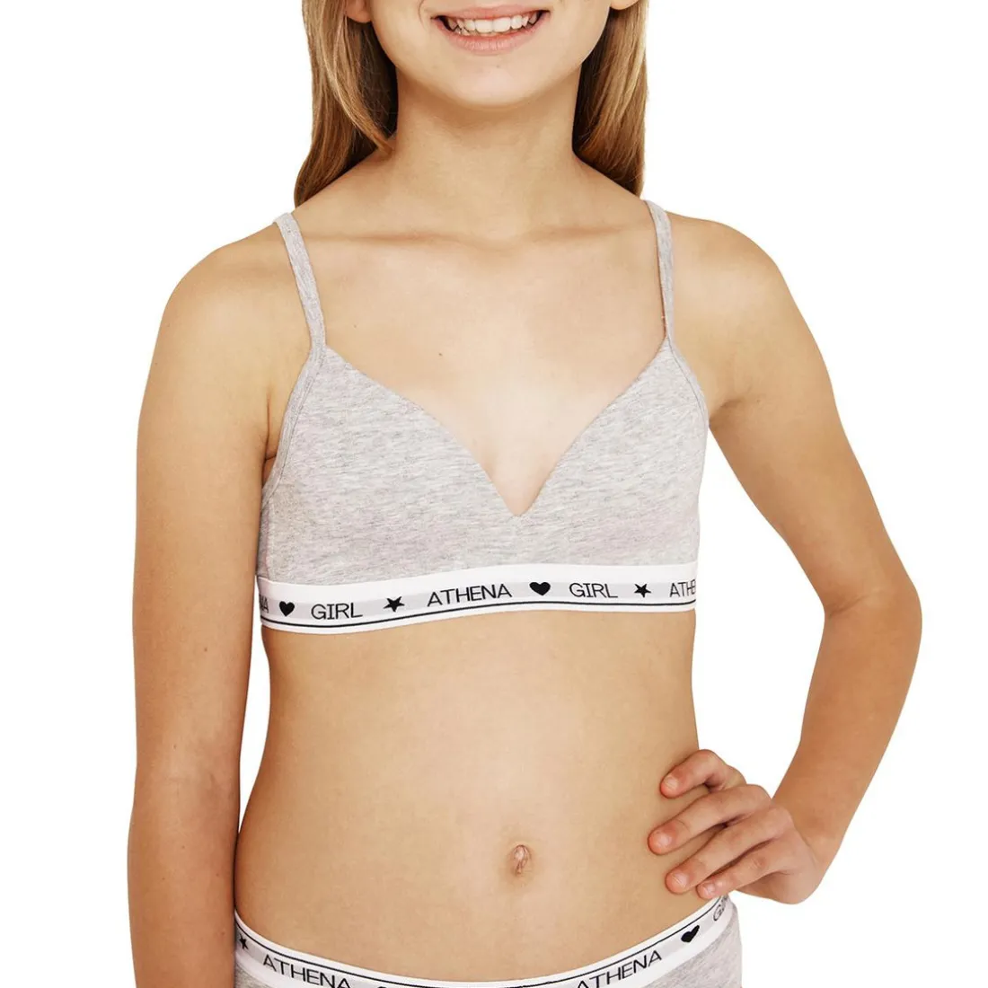 Soutien-gorge sans armature à coques fille Coton Ultra Doux Girl By gris