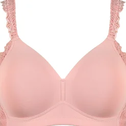 Soutien-gorge souple avec effet lisse latéral et dentelle - Rose