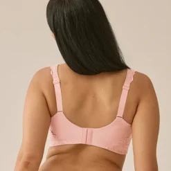 Soutien-gorge souple avec effet lisse latéral et dentelle - Rose