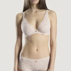 Soutien-gorge triangle plongeant armatures nude