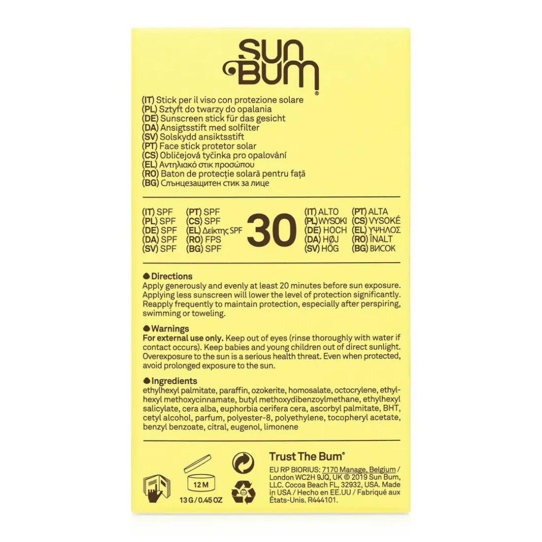 Stick Solaire Visage SPF 30 Original - Résistant à l'Eau
