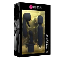 Stimulateur/wand avec embouts interchangeables KIT WANDERFUL - Noir Dorcel