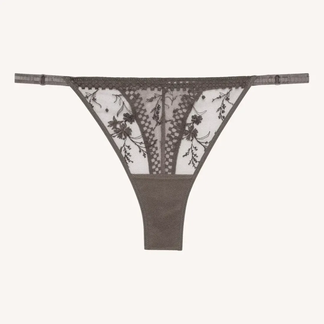 String en tulle brodé - Gris