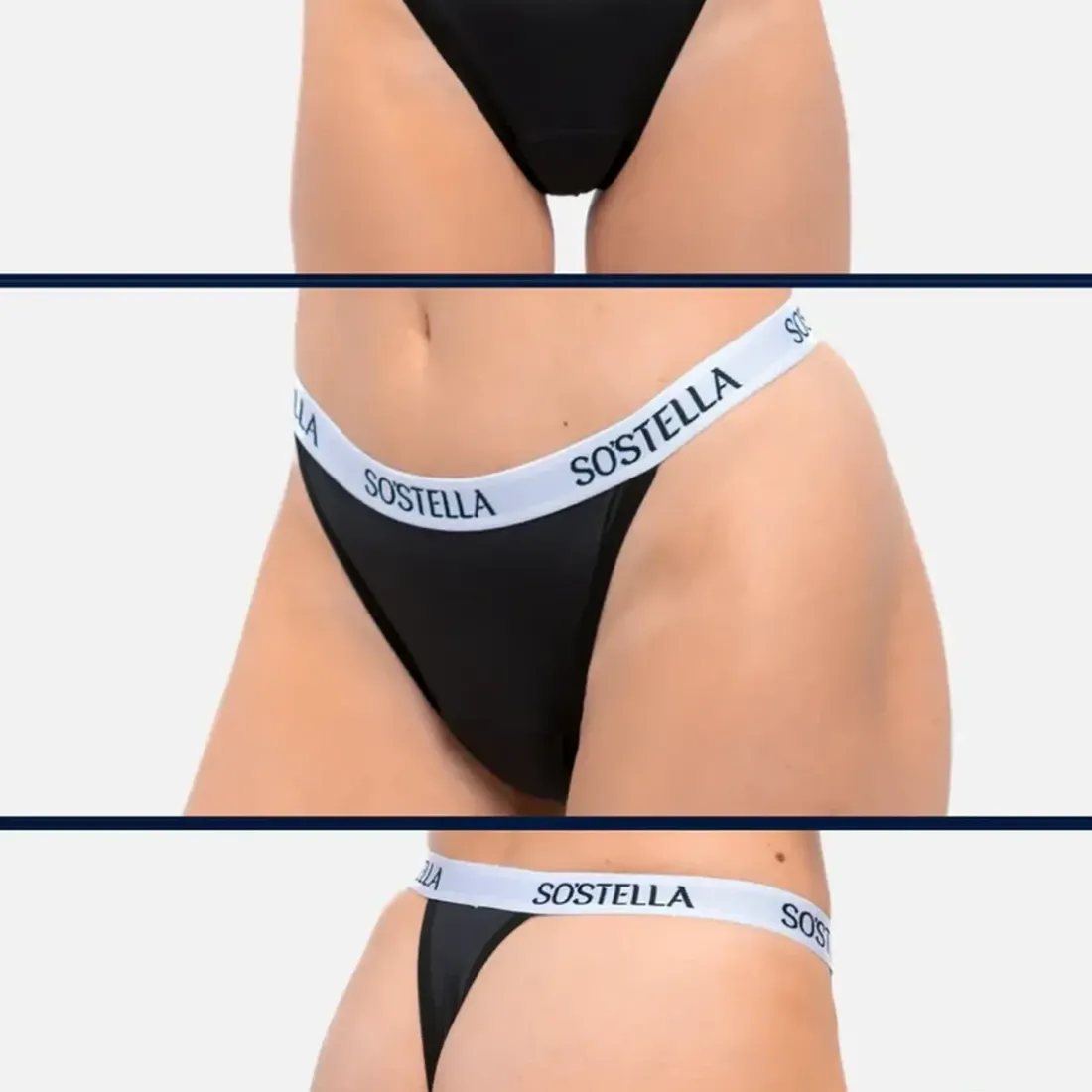 String Menstruel de sport - Absorbant et respirant -e n°2 noir en nylon