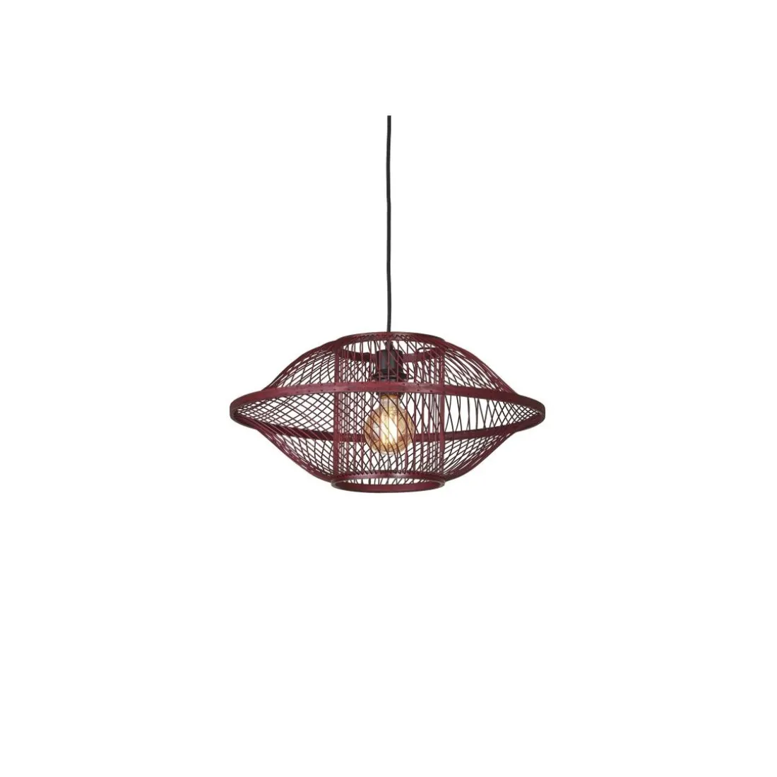 Suspension Maui bambou abat-jour bordeaux