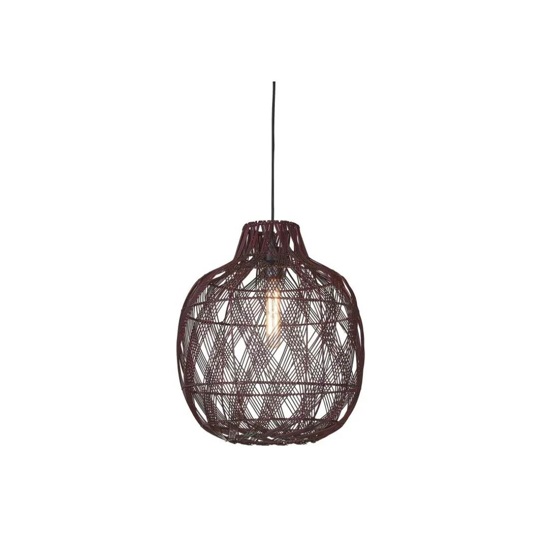 Suspension Mendoza bambou abat-jour bordeaux