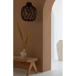 Suspension Mendoza bambou abat-jour bordeaux