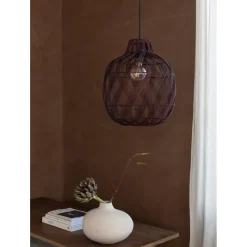 Suspension Mendoza bambou abat-jour bordeaux