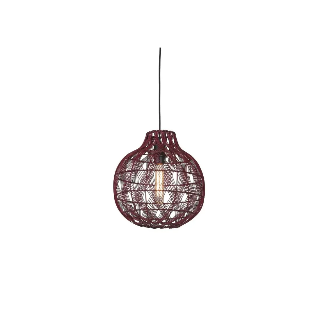 Suspension Mendoza bambou abat-jour bordeaux