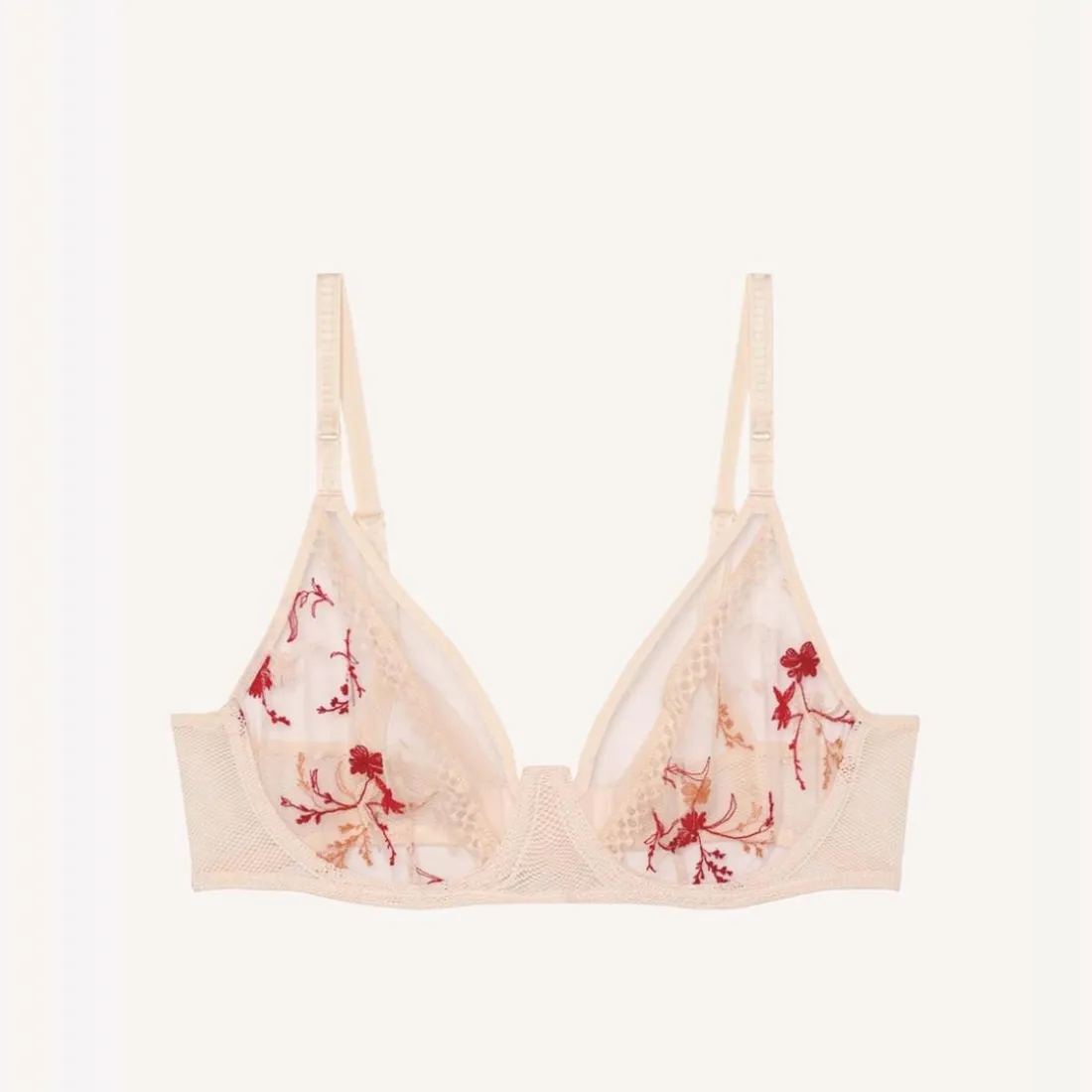 Suzy - Soutien-gorge plongeant brodé multicolore