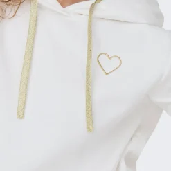 Sweat à capuche Noli - Blanc cassé/ Coeur doré en coton Opal