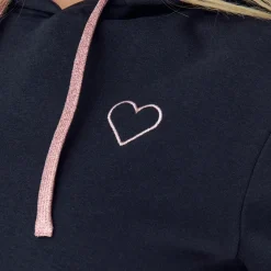Sweat à capuche Noli - Bleu Minuit/ Coeur rose gold en coton Maia