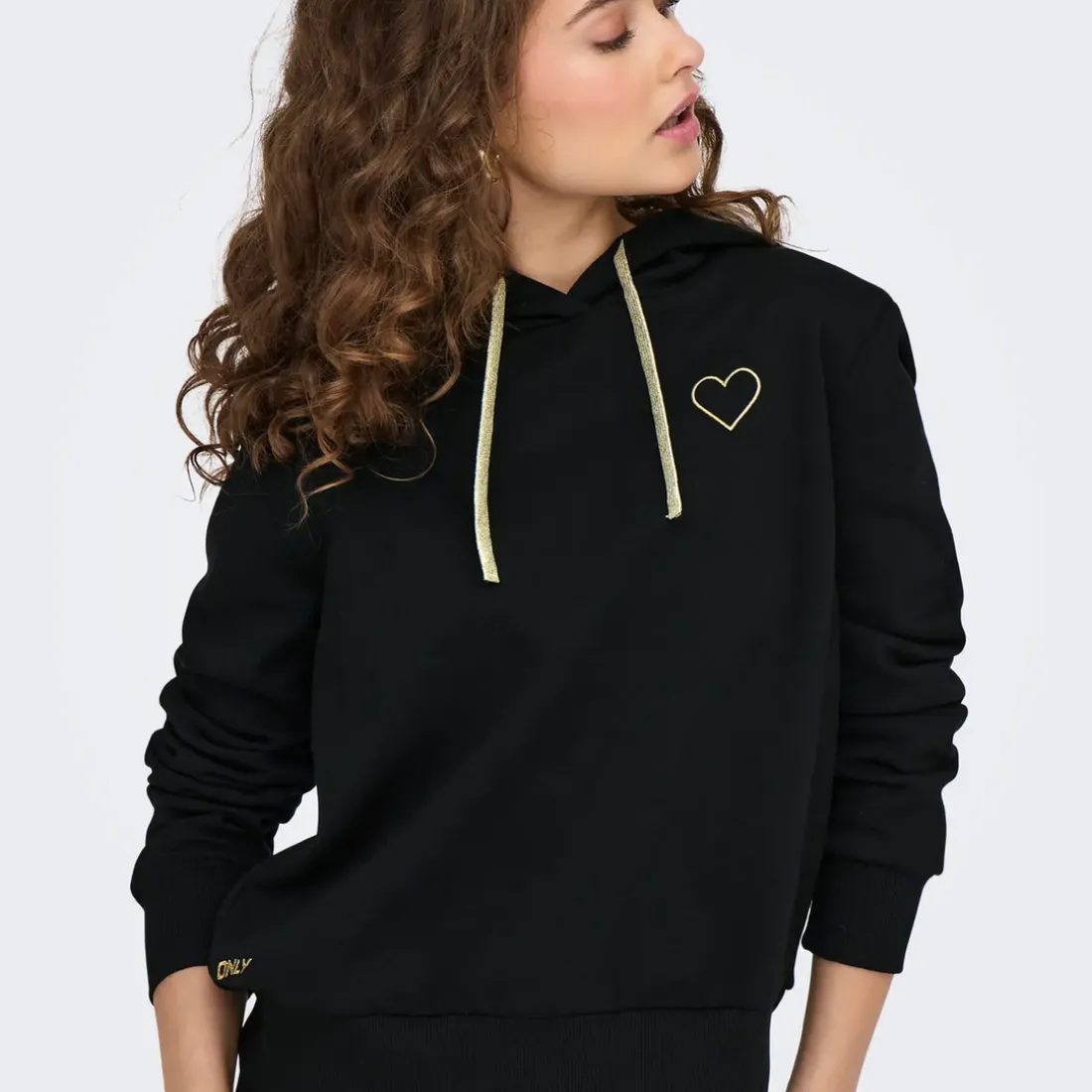 Sweat à capuche Noli - Noir/ Coeur doré en coton Mina