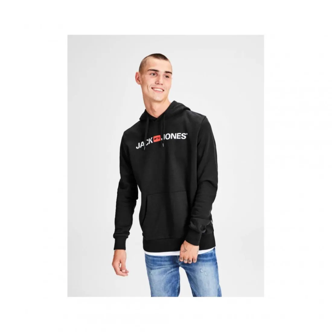 Sweat à capuche Regular Fit Manches longues Noir Kai