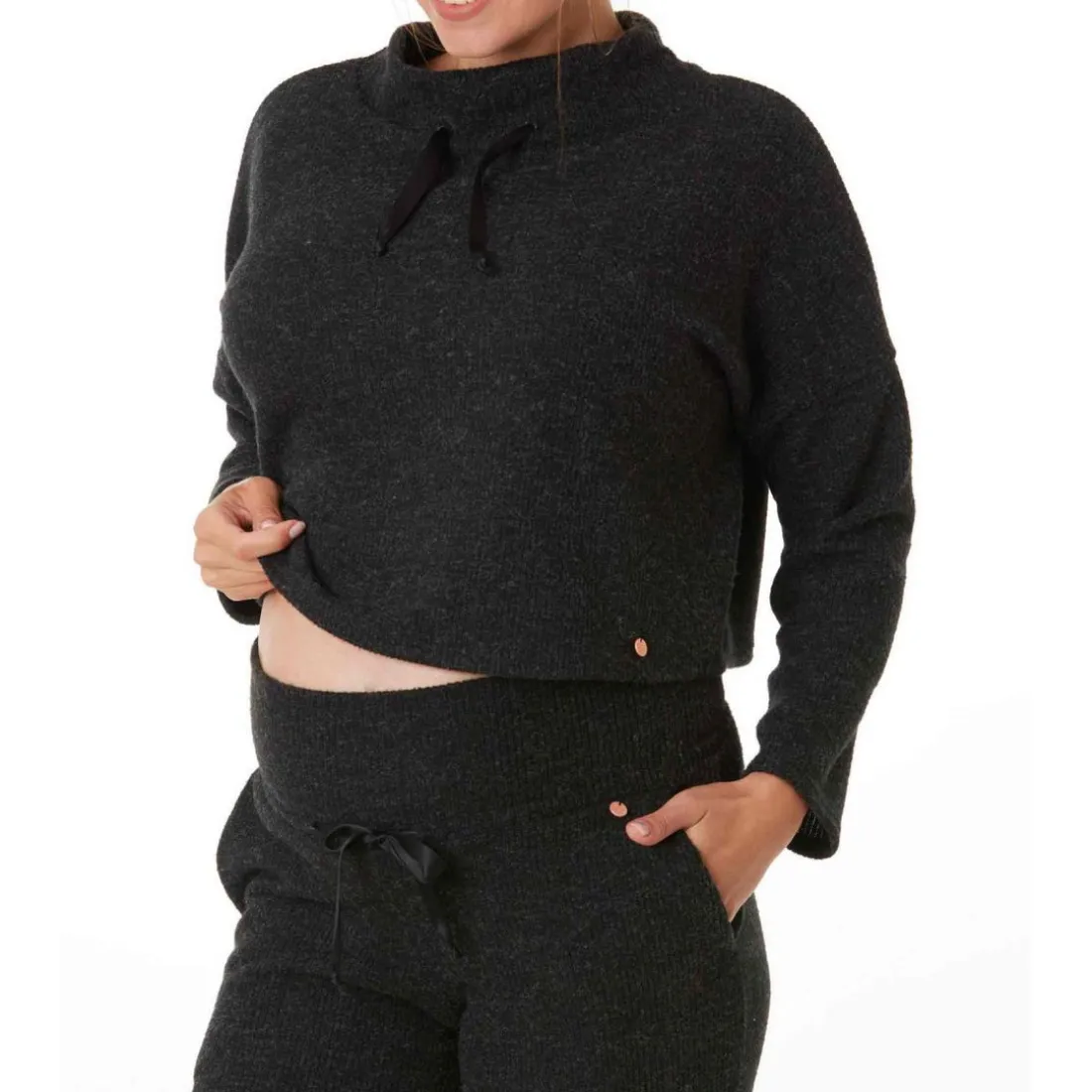 Sweat court maternité noir Cache Coeur Lingerie en viscose
