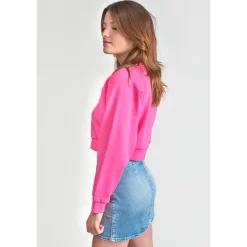Sweat fille, court TYRAGI rose en coton
