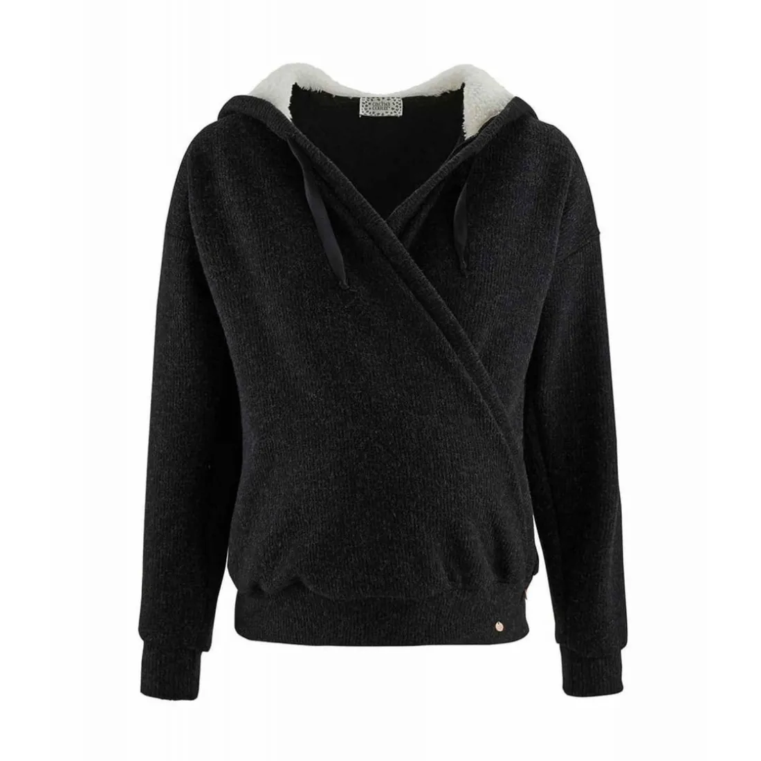 Sweat maternité Cache Coeur noir en viscose