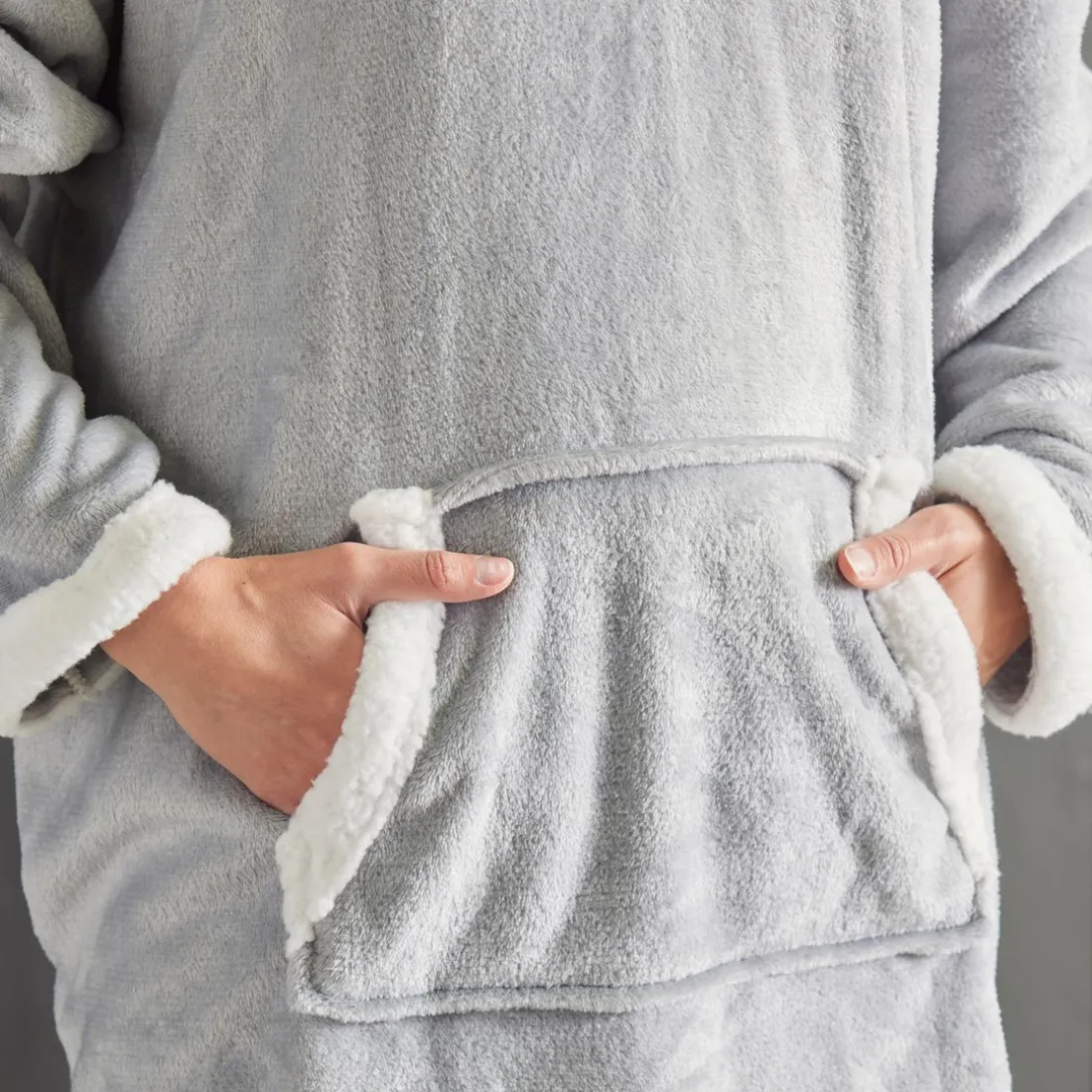 Sweat Plaid Polaire en Polyester 70 x 87 BIEN AU CHAUD Acier