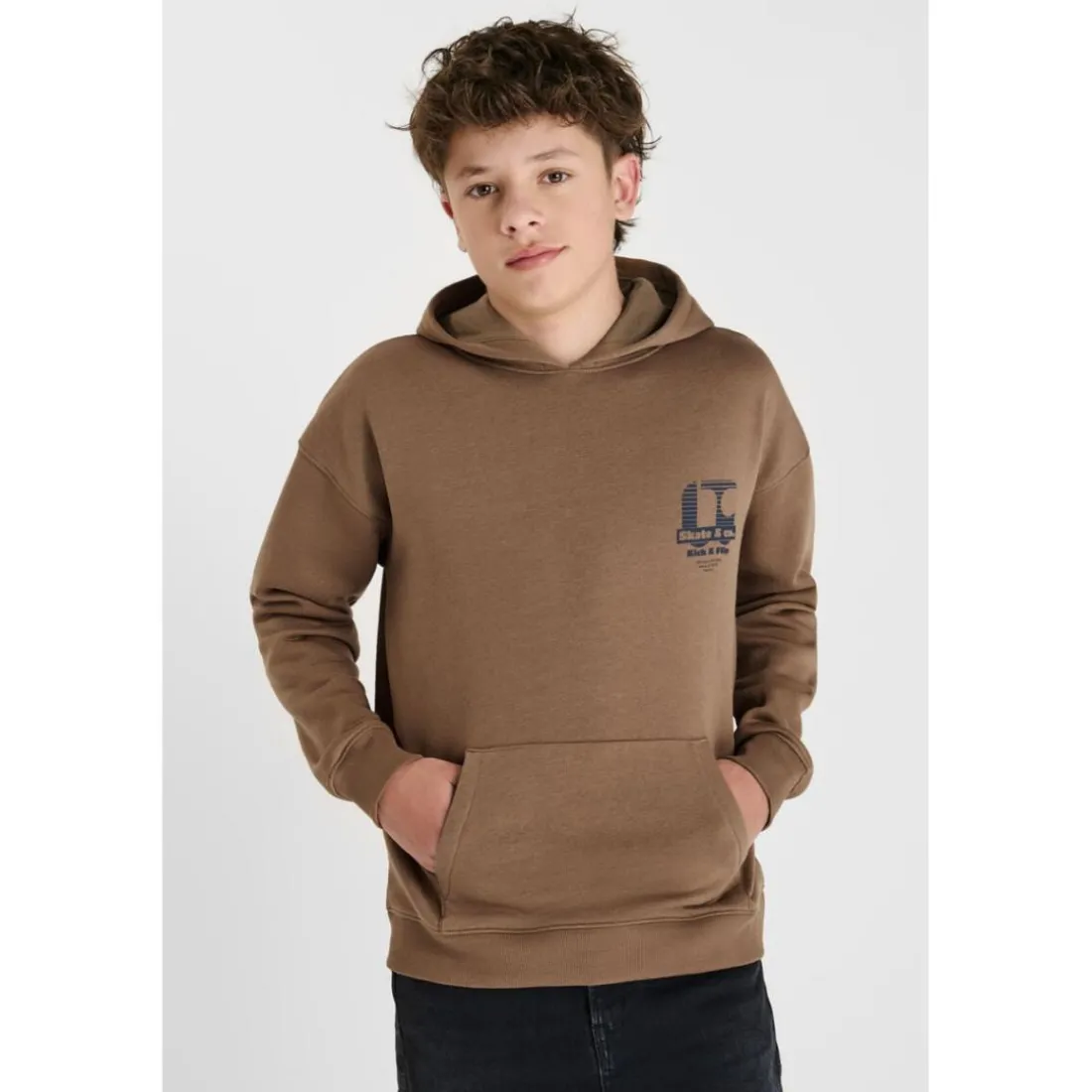 Sweat-Shirt capuche DEFEBO marron en coton Quade