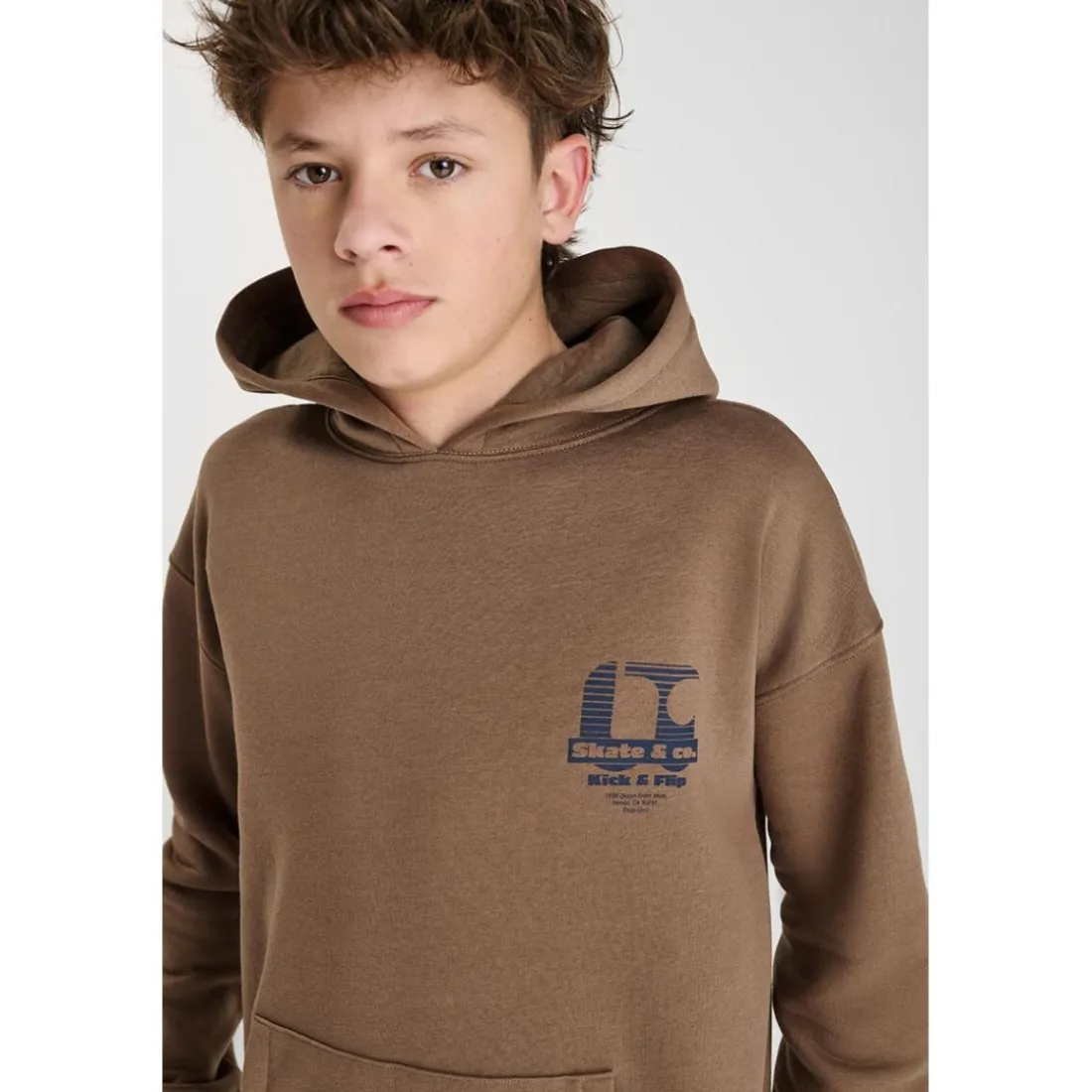 Sweat-Shirt capuche DEFEBO marron en coton Quade