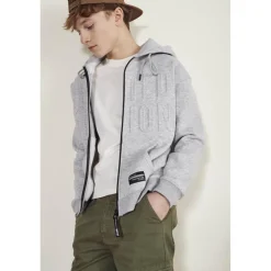 Sweat-Shirt capuche garçon RENSBO gris Jett en coton