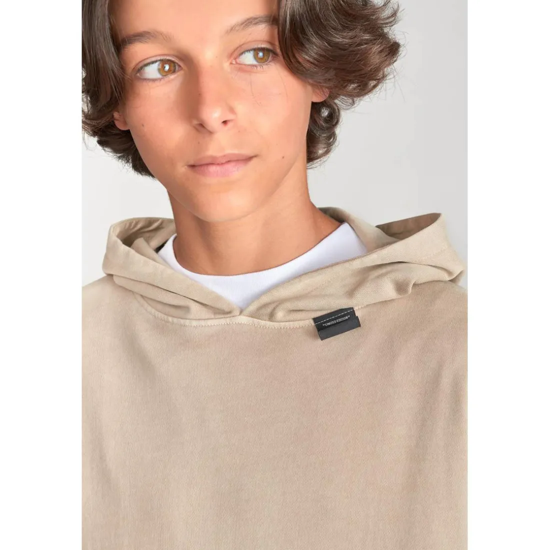 Sweat-Shirt capuche garçon ANIBO beige en coton