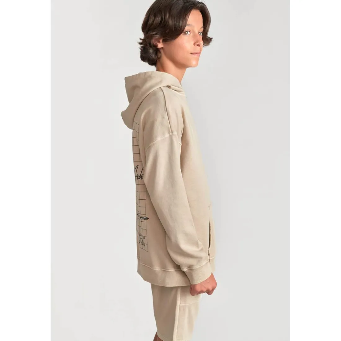 Sweat-Shirt capuche garçon ANIBO beige en coton