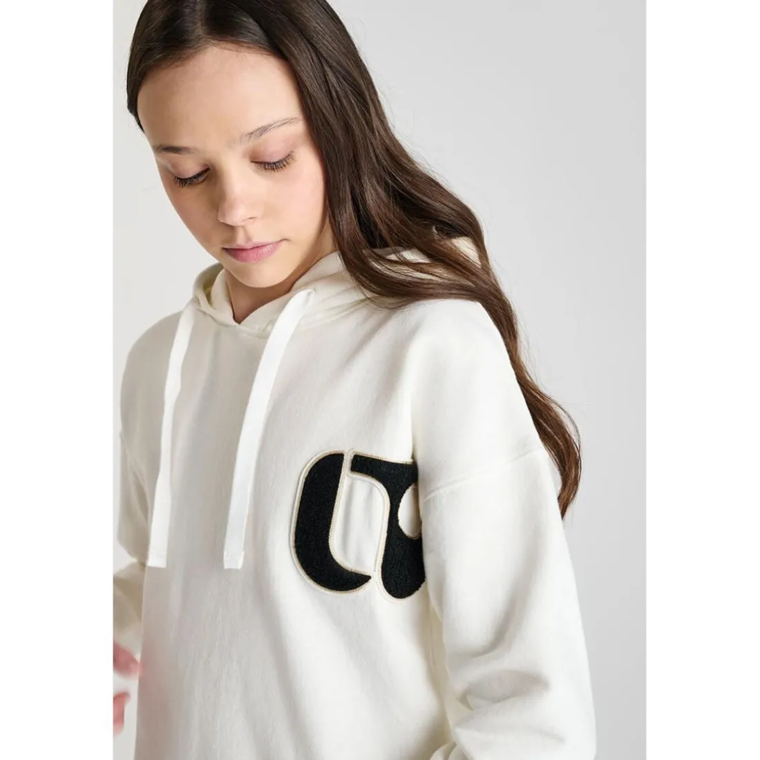 Sweat-Shirt capuche KEIRAGI blanc en coton Lily
