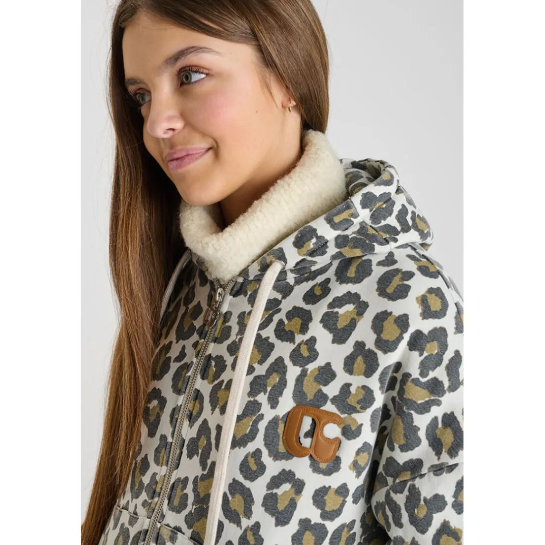 Sweat-Shirt capuche marron Pia en coton