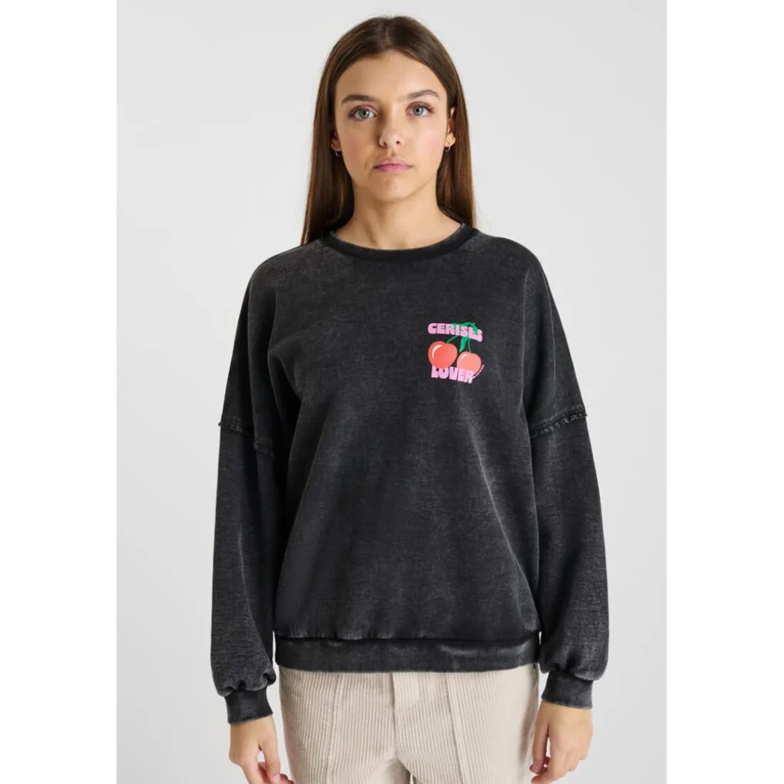 Sweat-Shirt capuche noir Gwen en coton
