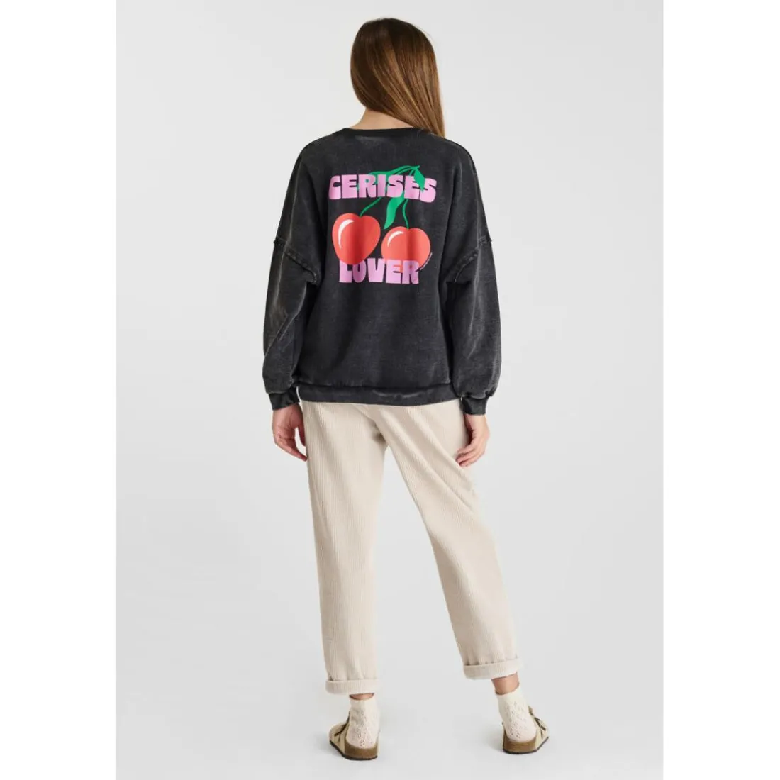 Sweat-Shirt capuche noir Gwen en coton