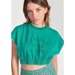 Sweat-Shirt fille NAELLEGI vert en coton