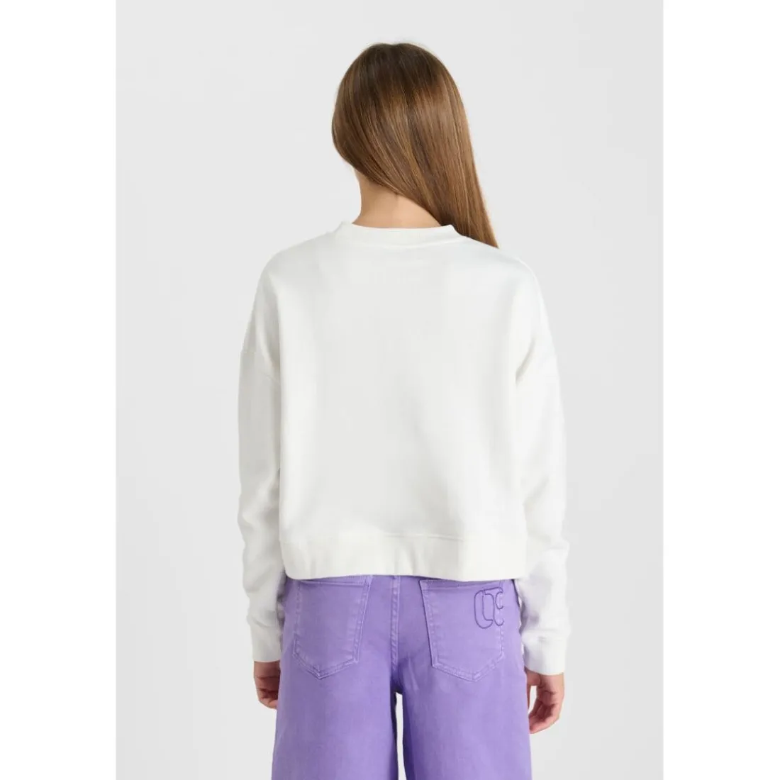 Sweat-Shirt fille STEPHAGI blanc en coton Wren
